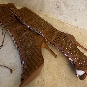 SCHUTZ Woven Lace Up Heels